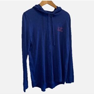 Vineyard Vines Women's Long Sleeve Hooded T Shirt Size Medium Navy Blue Whale